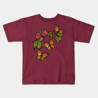 Red Clover Monarch Butterflies Kids T-Shirt